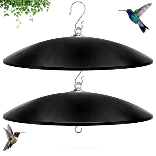 19.25-Inch Extra Large Squirrel Baffle,Hummingbird Feeder Shade Dome Cover, Bird Feeder Rain Guard, Hanging Squirrel Proof for Shepherd's Hook Outdoors (Black) 2 Pack - color: Black, size: 19''/2P