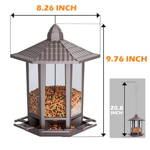 Birdream Hanging Bird Feeders for Outdoor, Fun Installation Pagoda Design Wild Birdfeeder, Attracting Wild Birds Sparrows Finch Cardinal Goldfinch Chickadee - Brown - color: Brown, size: 1 PACK