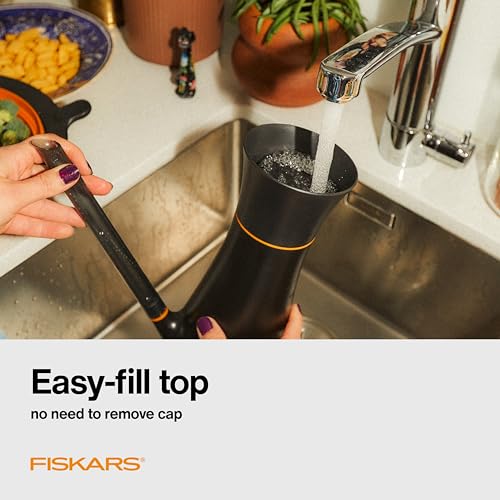 Fiskars Indoor Watering Can, Long Reach Spout for Precision Hydration on House Plants, Flowers & Garden, Anti-Drip Nozzle with Translucent Volume Markings, Ergonomic Recycled Plastic Body, 40 oz - size: Watering Can