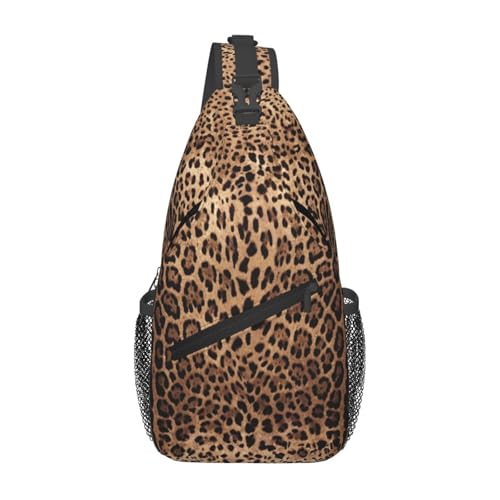 Leopard Print Skin Sling Backpack Crossbody Shoulder Bag Chest Bag Travel Chest Pack Casual Daypack For Women Men Hiking Sports Working - color: Black11