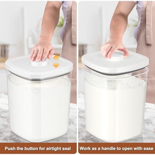 TBMAXS Airtight Rice Container 20 Lbs, Clear PET Plastic Food Storage Container Bin For Flour Sugar, Dry Food Holder with Easy Locking Lid for Kitchen Pantry Organization and Storage