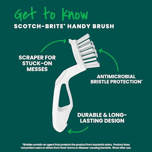 Scotch-Brite Handy Brush, 1 Pack | Small & Durable Dish Brush with H&le for Scrubbing Cookware, Tubs, Sinks, Car Tires & More without Scratching