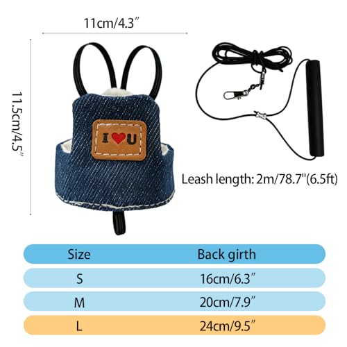 Bird Harness Leash, Adjustable Self-Adhesive Vest Birds Harness with 360° Swivel Clasp, Reusable Bird Flight Cloth for Outdoor Walking Training Anti-Escape - size: L