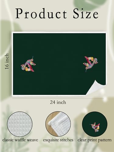 Hummingbird Hand Towels for Guest Bathroom Set of 2, Floral Bird Decorative Kitchen Dish Tea Towel, Hummingbird Gifts for Women Unique, Housewarming Gift Idea New Home(Hunter Green) 399 - color: Hummingbird003