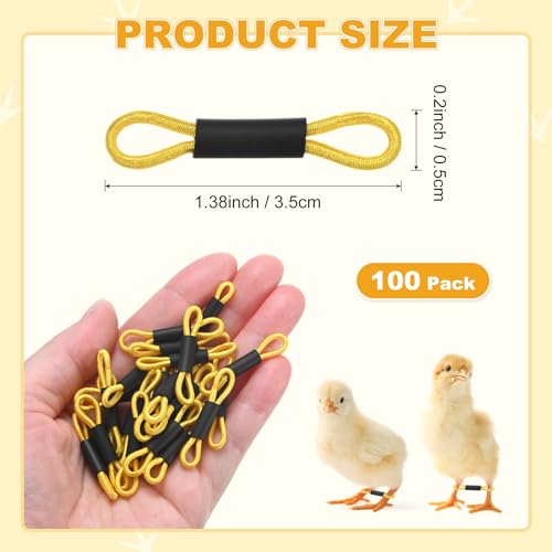 M METERXITY 100-Pack Adjustable Chick Leg Bands, 1.38" x 0.2" Polyester Chicken Leg Brace for Chicks/Ducks/Birds [Yellow] Poultry Leg Bands - color: Yellow