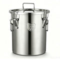 2.4Gal 304 Stainless Steel Flour Canister, Kitchen Airtight Metal Canisters with Lids, 7-12lbs Metal Airtight Canisters Milk Jug Coffee Bean Cookies Canisters w/Locking Clamp 9L - size: Standard 9L/2.4gal