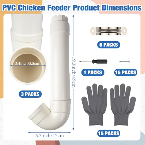 Homar 1pces PVC Chicken Feeder-No Waste PVC Pipe Chicken Feeder,Installation and Refilling are Both Very Simple, Making Feeding Time Easy and Enjoyable Size 19.3“ L x 6.7” W x 3.8" ID - size: 1pc