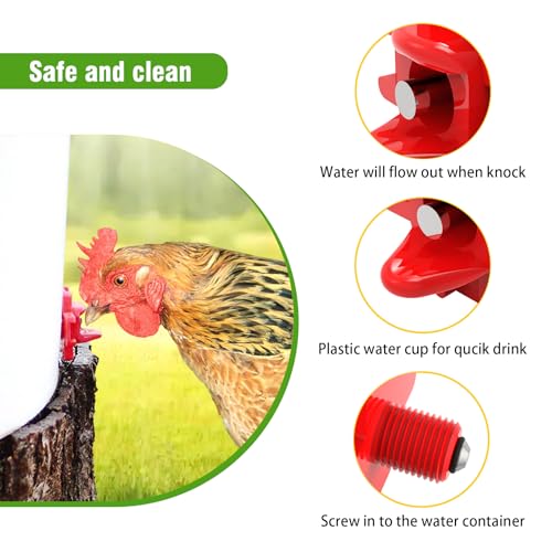 Horizontal Water Nipples Automatic Poultry Nipples for Chicken Waterer Kit Drinker with Drill Bit (10)