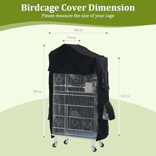 Gralara Bird Cage Cover Birdcage Cover, Washable Protection Blackout Cover Waterproof for Parakeets Lovebirds Macaw, Square Cages Accessories, Style A - color: Style A