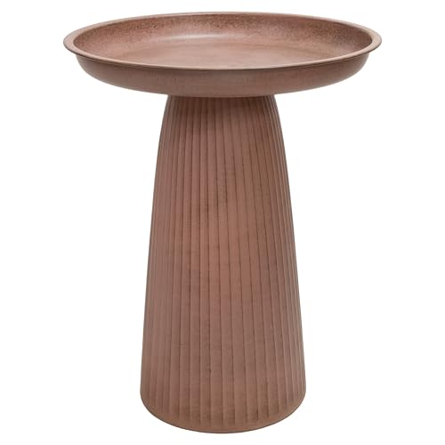 Sunnydaze Modern Bird Bath for Outside, Iron, 23” H, Matte Canyon Clay | UV & Rust-Resistant Matte Finish, Durable Iron,1 Gal Water Cap, Outdoor Birdbath for Garden, Pedestal Bird Bath with Bowl - color: Matte Canyon Clay