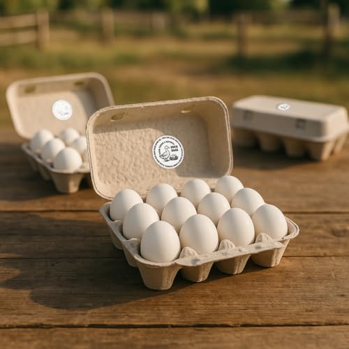 320 Pcs Duck Egg Laid on Stickers, 2 Inch Retro Round Farm Fresh Eggs Sticker Round Eggs Stickers PET Adhesive Egg Packaging Sticker for Box Container Carton Farm Supplies - color: Duck Eggs
