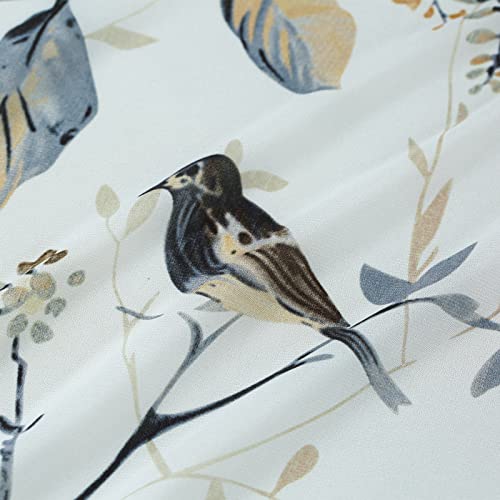 Botanical Birds Print Sheer Curtains, 52 x 63, Grey, 1 Panel, Gray | Soft Smooth Feel, Airy Window Drapes, Nature Inspired Design, for Living Room and Dining Room Windows - color: Grey-sheer, size: 52"W x 63"L (Pack of 1)