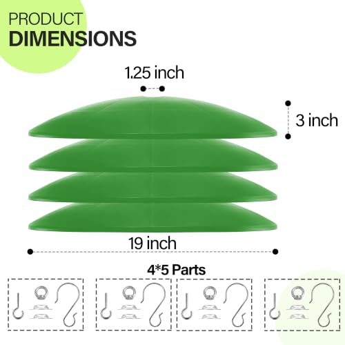19.25-Inch Extra Large Squirrel Baffle,Hummingbird Feeder Shade Dome Cover, Bird Feeder Rain Guard, Hanging Squirrel Proof for Shepherd's Hook Outdoors (Green) 4 Pack - color: Green, size: 19''/4P