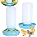 Chick Feeder and Waterer Set, 0.26Gal Quail Waterer with Balls Anti-Drown Chicken Water Feeder no Mess Chicken Supplies in Brooder Poultry Waterer for Ducklings Ducks Button Quails Bird (Blue)