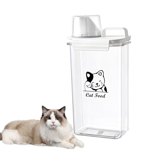 Cat Food Container 2.5L Clear Plastic Cat Food Storage 3 lbs Cat Food Portable Container with Pour Spout/Measuring Cup,Airtight Pet Food Dispenser Ideal for Travel,Camping,Picnic-BPA Free - color: Cat