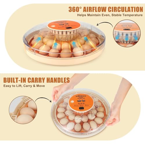Gen IV - 30 Egg Incubator, Wide-Range Humidity with Manual Water Fill, Stable Temp Control, Dual-Size Egg Slots, Auto Egg Turning, Candler, Real-Time Display for Hatching Poultry Eggs - size: 30 egg-white