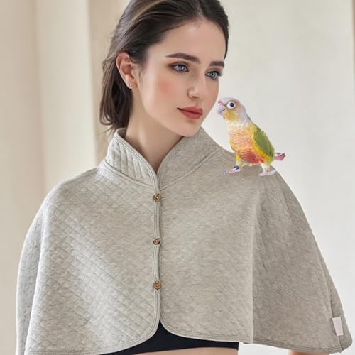 Parrot Anti-Scratch Shoulder Protector - Reusable Bird Diaper & Soft Bird Cape for Macaws, Cockatiels, Conures, Parakeets, Lovebirds and Finches - Pet Shoulder Guard with Poop Protection (Grey, Large) - color: Grey