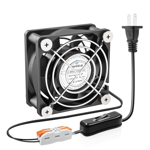60mm Fan, EC Brushless Motor Cooling Fan, 60x60x25mm AC Fan 110V 120V 220V 240V with AC Plug and Switch, for DIY Cooling Ventilation Exhaust, Server Cabinet - size: 60mmx25mm Brushless