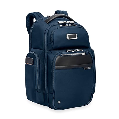 Briggs & Riley Large Cargo Backpack for Women & Men - Laptop Backpack, For Work & Travel, Spacious & Durable, Padded Straps, Fits up to 17" Laptop - @work Collection, Navy - color: Navy, size: Large Cargo Backpack