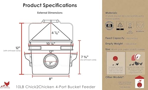 RentACoop Chick2Chicken 10lb Feeder & 2 Gallon Waterer Set - size: Set with Nipples and Auto-Refill Cups