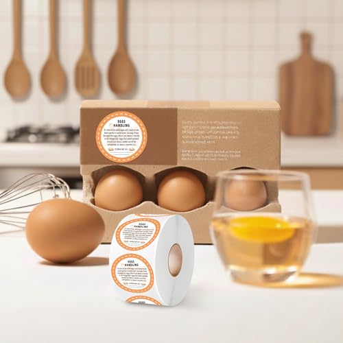 500Pcs Farm Fresh Egg Carton Stickers Labels, 1.7 Inch Self Adhesive Writable Handling Stickers for Farm Small Businesses and Chicken Farms Farmers Markets - color: Egg Handling