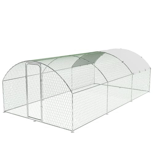Large Chicken Coop Metal Chicken Run for 30 Chickens, Chickens Poultry Cage with Water Poof & UV Resistance Cover,Lockable Doors for Outdoor Backyard,9.8'Wx19.7'Lx6.6'H - size: 9.8'W x 19.7'L x 6.6'H (3-Unit Coop)