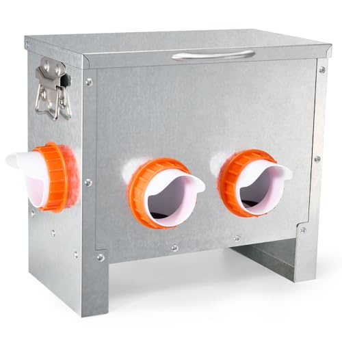 Automatic Chicken Feeder Large Capacity Metal Poultry Feeder 25lbs 4-Ports - color: 25lb with 4 Ports
