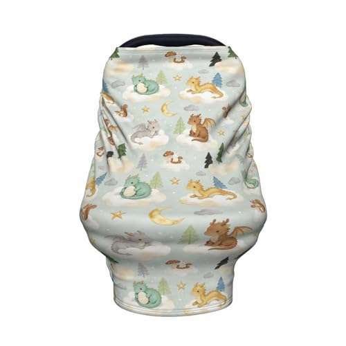 Dragon Print Baby Car Seat Covers,Dragon Theme Baby Stuff Multi-use Carseat Canopy for Boys and Girls Stretchy Infant Carseat Cover Shower Gifts - color: dragon