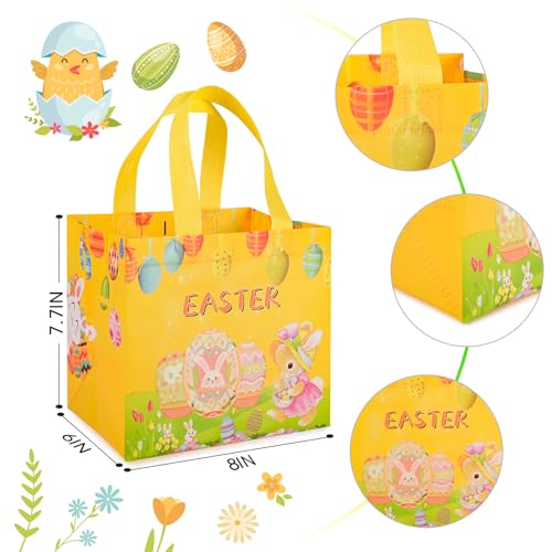 8PCS Easter Gift Bags, Reusable Easter Basket with Handles, Non woven Bags | Non woven Treat Bags for Egg Hunt Game Party Supplies - color: Style 2