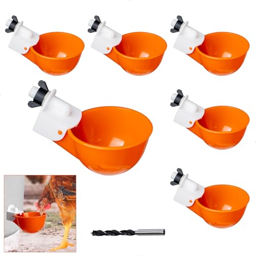 6-Pack Automatic Chicken Waterer Cups - No Waste Poultry Watering Solution for Chicken, Duck, Goose, Turkey with Easy Mounting System