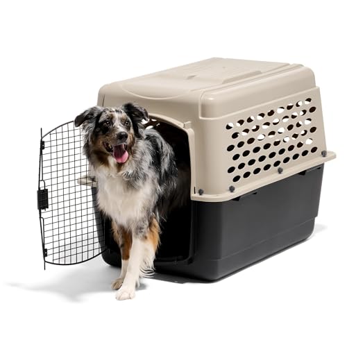 Petmate Vari Dog Kennel - Portable Dog Carriers & Crates for Large Dogs, Airline-Friendly, Durable Plastic, Pet Carrier For Home and Travel, 36 Inches, Taupe and Black - size: 36.0"L x 25.0"W x 27.0"H