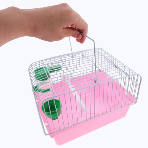 BESPORTBLE Portable Bird Carrier Travel Cage with Perch Food Box Water Dispenser Lightweight Small Bird Cage for Parrots and Lovebirds 9.29X6.57X6.29In - color: Pink