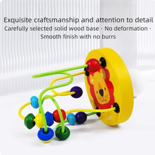 Bird Tabletop Training Toy, Bird Interactive Puzzle Toys with Colorful Beads, Parrot Perch with Colored Wooden Base for Lovebird Budgie Cockatiel Conure (Yellow) - color: Yellow