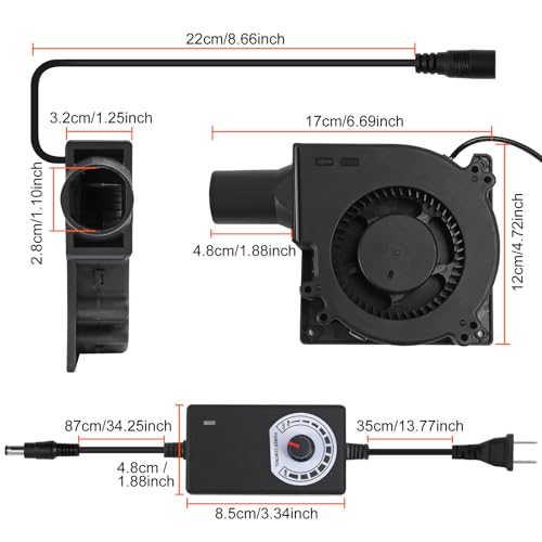 120mm BBQ Fan 12V 4.72in Blower Brushless with 110V/120V Variable Speed Controller Fan Air Mover Cooling for Camping Quick Charcoal Starter,Outdoor Barbecues,Camping Cooking (1 Fan+1 Controller) - size: 12032-1pcs