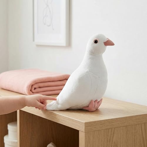 Simulation White Pigeon Stuffed Animal Toy - 10 inch Rock Pigeon Toys, Cute Pigeon as Gift for Kids (White Pigeon) - style: White Pigeon