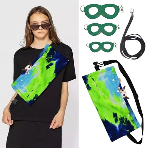 MANON ROSA Sugar Glider Pouch & Harness Set, Bonding Sling for Travel Green | Designed For Sugar Gliders, Secure Bonding Pouch For Bonding, Escape-Proof Harness, Breathable Fabric, Adjustable Shoulder St - color: 02 Green Set