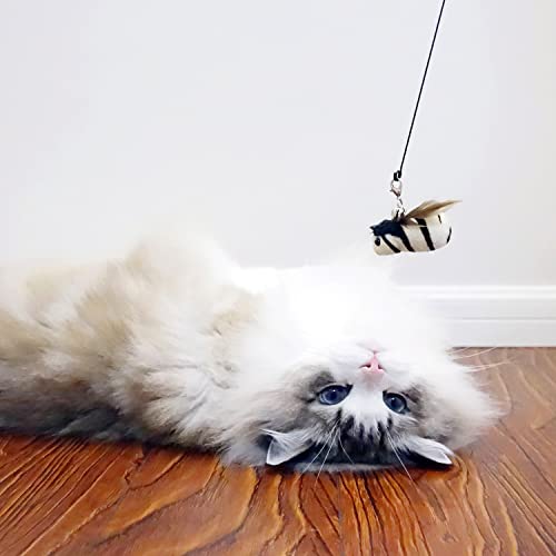 TTcat Cat Toy Replacement Cat Toy Refills, 4 Pcs Simulation Insects and Bird Feathers Refills, cat Wand Toy attachments for Cat Wand. - color: 4Pcs Clasic Refills