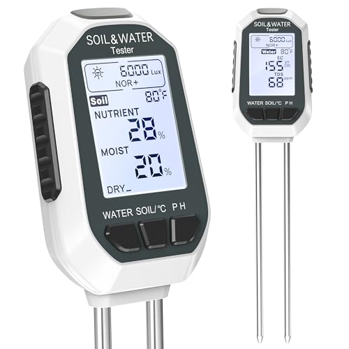 Moisture Meter for Plants, 7-in-1 Digital Soil Tester Kit with Backlit LCD - Measures pH, EC, TDS, Fertility, Temp, Moisture & Sunlight, Garden Tools for Indoor & Outdoor