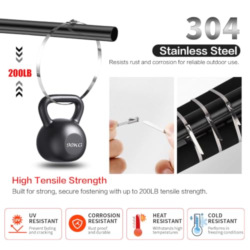 Metal Zip Ties Gun Set-For Fastening And Cutting Tie Special Tool,With 150pcs Stainless Steel Zip Ties Heavy Duty Outdoor，For Chain Link Fence Parts, Wire Fence Rolls,Exhaust Wrap, Poultry Fence