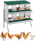 Garvee Chicken Nesting Box, 6 Compartments Nesting Box for Chickens, Galvanized Steel Chicken Laying Box for Easy Egg Collection, Wall Mounting - color: Green | 6 Compartments+legs