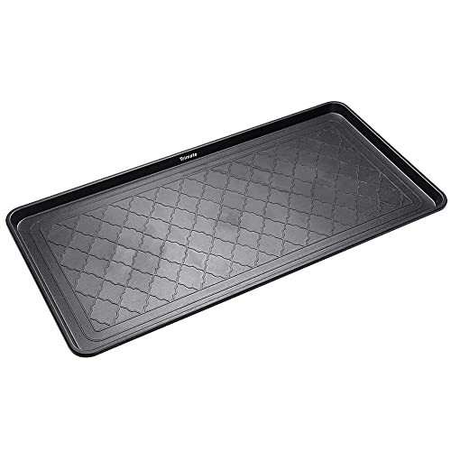 Boot Tray Black, 40x20 in - Waterproof Shoe Mat, Recycled Material | 1.25 in raised edge traps mud, water & snow - ideal for entryway, mudroom, garage, porch or car trunk - style: Black
