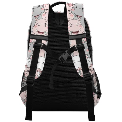 Kids Cartoon Hippo Backpack for Boys Girls School Bags | Elementary Middle, Travel Daypack Lightweight Waterproof with Reflective Strip - color: Cartoon Hippo