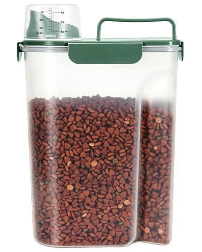 TBMax Cat Dog Food Storage Container 5 to 7 lbs, Secondary Pet Food Storage Container Beyond a Large Dog Food Bin for Daily Use, Easy-Pouring Bird Seed Dispenser, Travel Kibble Holder -Bottle Green - color: Bottle Green, size: 6 Qt