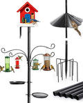 Bird Feeder Pole - 92 Inch Heavy Duty Birdhouse Stand with Squirrel Proof Baffle for Outdoor, Adjustable Bird Feeding Station with Multi Shepherds Hooks Mental Trays for Garden Attracting Wild Birds - color: Black 9-Claw Base