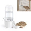 Quail Chick Waterer with Anti-Drowning Shallow Tray, 16.6 fl oz Automatic Gravity Button Quail Waterer, Hanging or Free-Standing Bird Water Dispenser for Wire Mesh Cages and Brooders (White) - color: White
