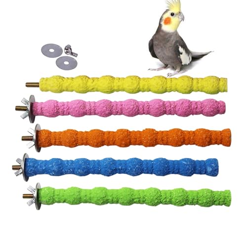 kathson 5 PCS Bird Perch Parrot Stand Cage Accessories Natural Wooden Stick Paw Grinding Rough-surfaced Chew Toy for Cockatiels,Cockatoo,Lorikeet,Conure,Parakeet (Random Color,6.29inch) - size: 5PCS,6.29inch