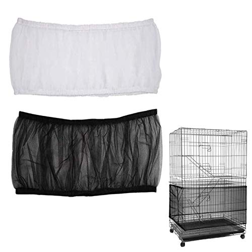 ISMARTEN Bird Cage Seed Catcher (2 Pack), Airy Gauze Bird Cage Cover Seeds Guard Dust-Proof Universal Birdcage Accessories Mesh Net Cover (Black + White, XL) - color: Black + White, size: X-Large