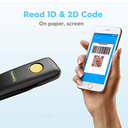 NADAMOO 2D Wireless Barcode Scanner Compatible with Bluetooth, Portable USB 1D 2D QR Code Scanner for Inventory, Bar Code Image Reader for Tablet iPhone iPad Android iOS PC POS, with Charging Dock - color: Yellow
