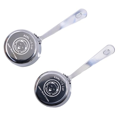 1/3 Cup 80 ml Leave-in Measuring Scoop Cups, Polished Stainless Steel (Set of 2) - size: 1/3 Cup 80 ml