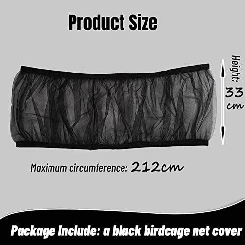 Hakeeta Bird Cage Skirt, Mesh Bird Seed Catcher, Airy Net Cover, Soft Nylon Ventilated Skirt Traps Seed Guard for Parrots with Adjustable Drawstring (Large Size-XL, Black) - color: Black